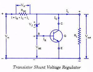 Transistor shunt voltage regulator