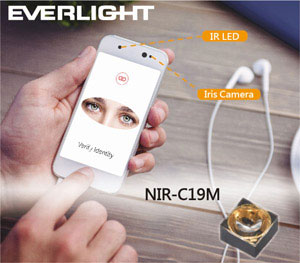 Everlight’s NIR-C19M series 810nm-wavelength infrared LED for iris recognition/surveillance applications.