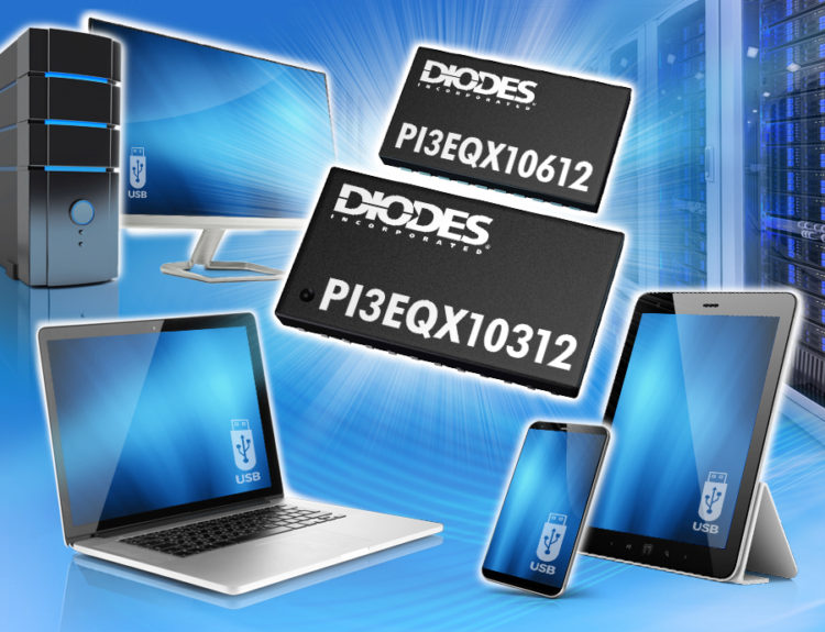 Diodes Incorporated USB Type-C Linear Mux/DeMux ReDriver with Integrated USB-C Detector