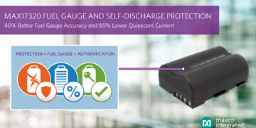 Maxim Integrated high-accuracy Li+ fuel-gauge and protection IC
