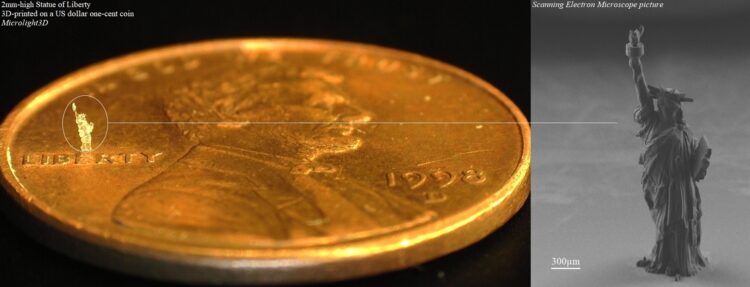 Micron-sized Statue of Liberty, tinier than an ant