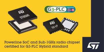 STMicroelectronics First to Announce Certified Chipset for G3-PLC Hybrid Powerline and Wireless Communication