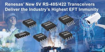 Renesas Introduces 5V RS-485/422 Transceiver Family With Industry’s Highest EFT Immunity
