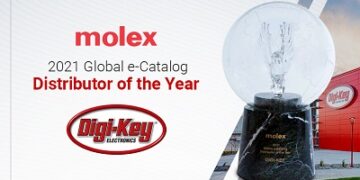 Molex Names Digi-Key Electronics 2021 Global e-Catalog Distributor of the Year