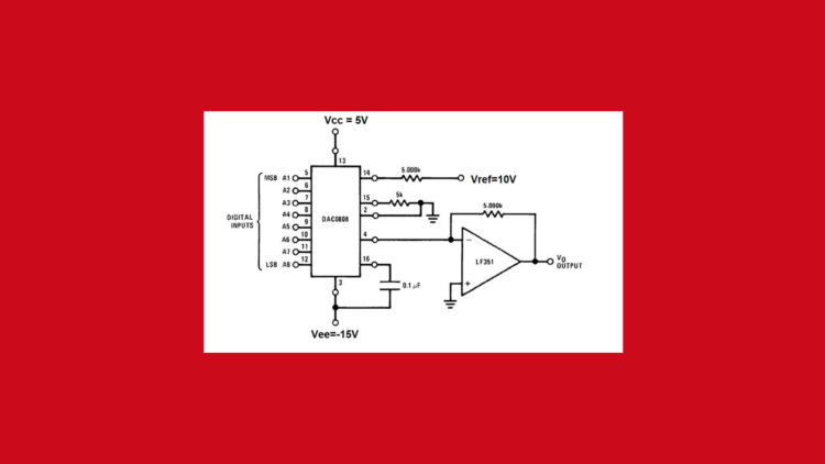 IC DAC0808 : Pin Configuration, Circuit Diagram and Applications
