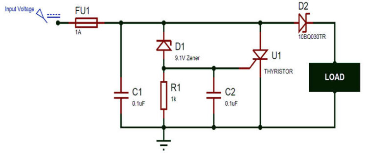 SCR Thyristor Crowbar : Over-Voltage Protection Circuit, Limitations