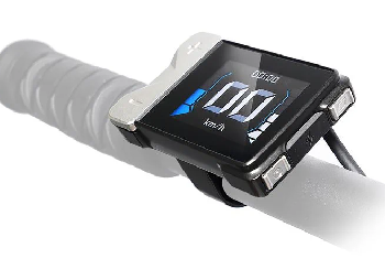 Nordic-powered electric bike controller displays and transmits riding metrics