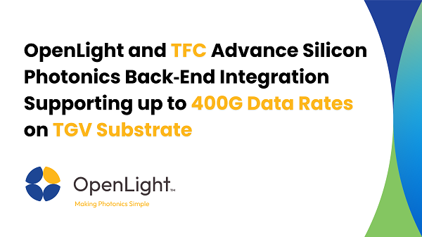 OpenLight and TFC Advance Silicon Photonics Back‑End Integration Supporting up to 400G Data Rates on TGV Substrate