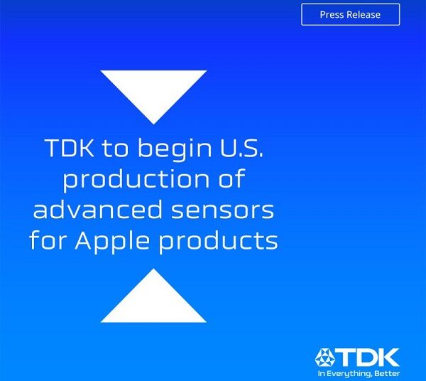 TDK to begin U.S. production of advanced sensors for Apple products