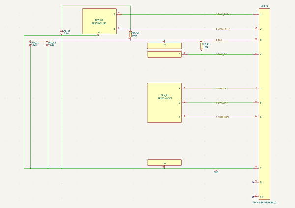 System block diagram showing VBAT feeding a power-input block, with power and control connections between the MCU Wi-Fi block and the e-ink display block.